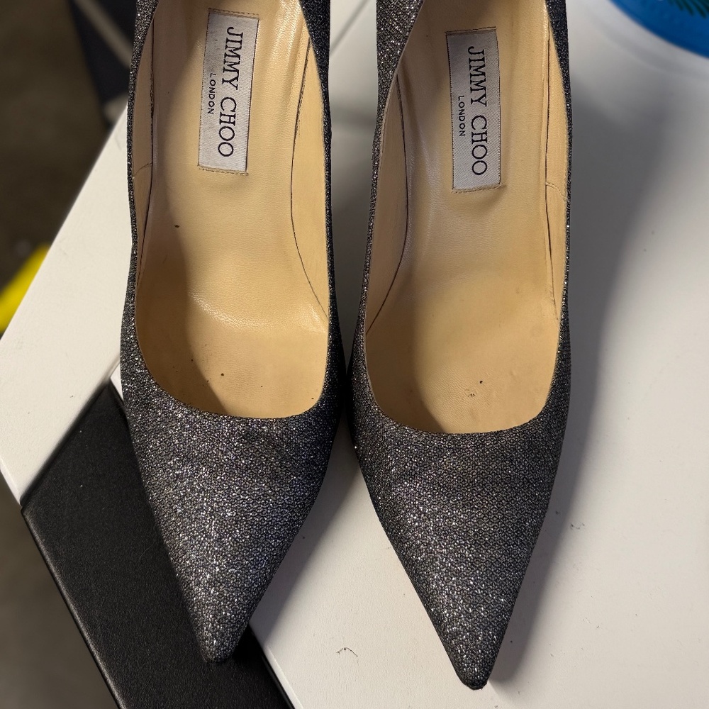Authentic Jimmy Choo Sparkle Silver Heels (Size 10 US- 40 Europe)